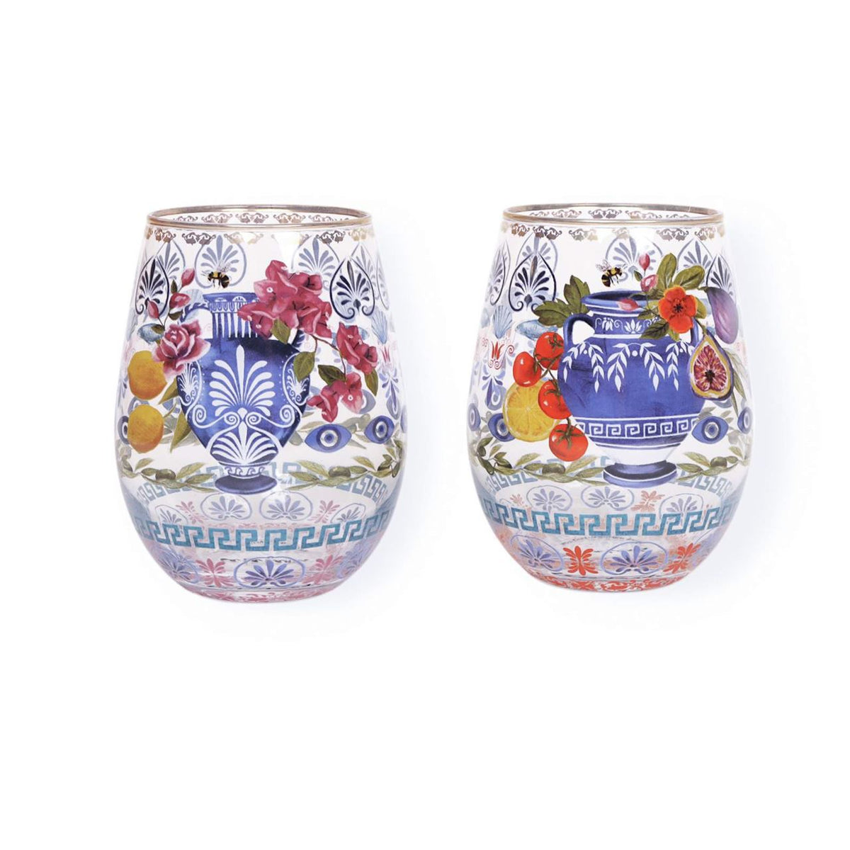 La La Land Mediterranean Summer Glass Tumblers – Set of 2